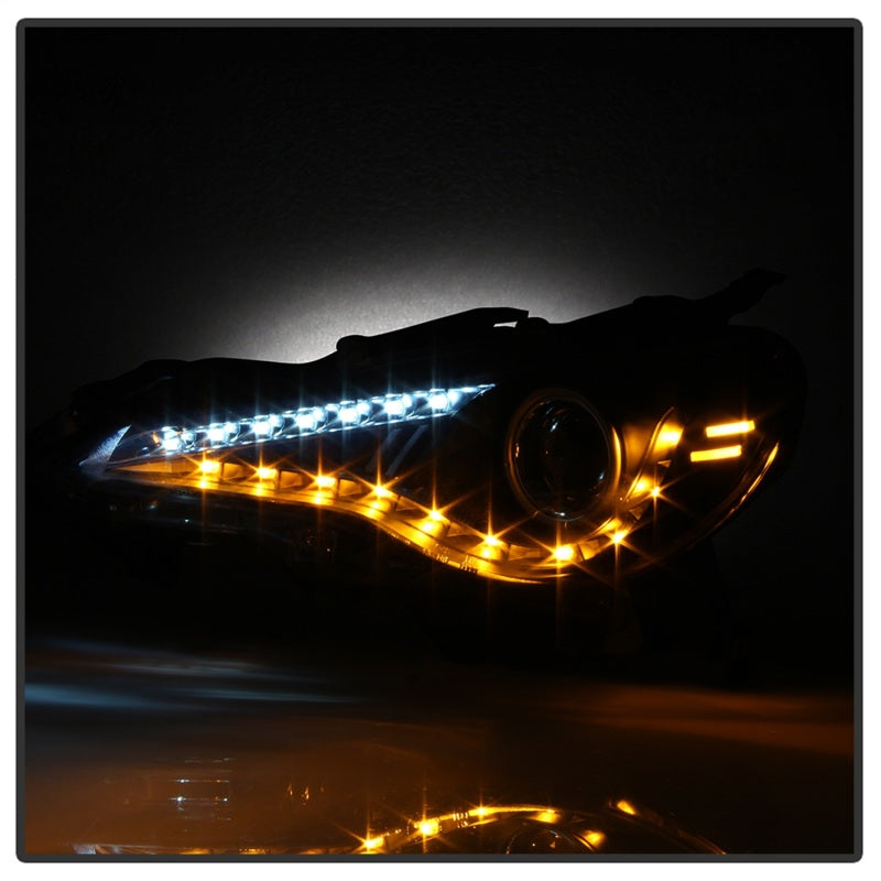 Spyder Projector Headlights DRL LED Black