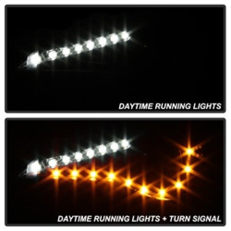 Spyder Projector Headlights DRL LED Black