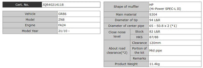 HKS Hi-Power Muffler Spec-L II