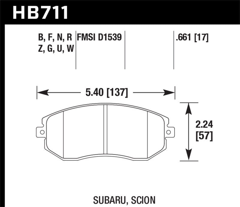 Hawk DTC-60 Front Race Brake Pads