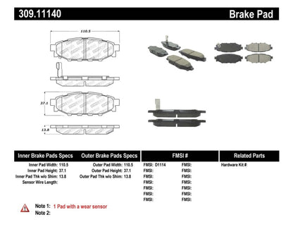 StopTech Performance Rear Brake Pads