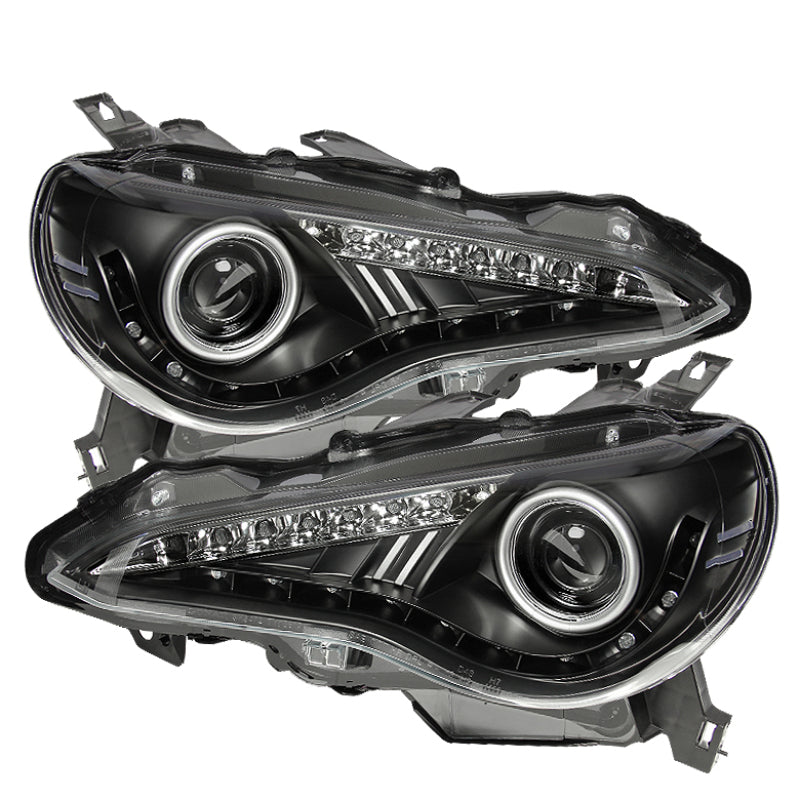 Spyder Projector Headlights- DRL LED Black