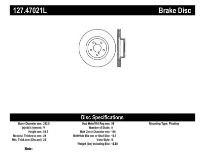 StopTech Front Slotted & Drilled Sport Brake Rotor